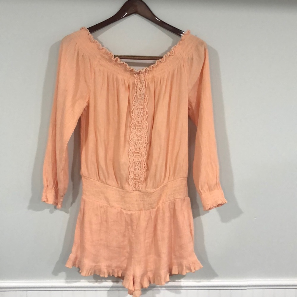 RipCurl Long Sleeve off the shoulder Peach Romper